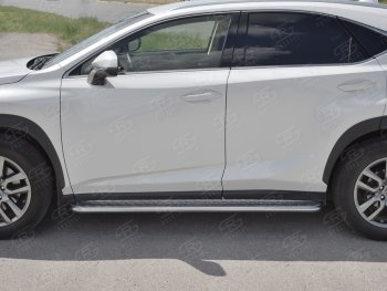 24 649 р. Порожки для ног (труба Ø42) SLITKOFF Lexus NX300h Z10 дорестайлинг (2014-2017) (лист алюм, проф. нерж)  с доставкой в г. Йошкар-Ола. Увеличить фотографию 2