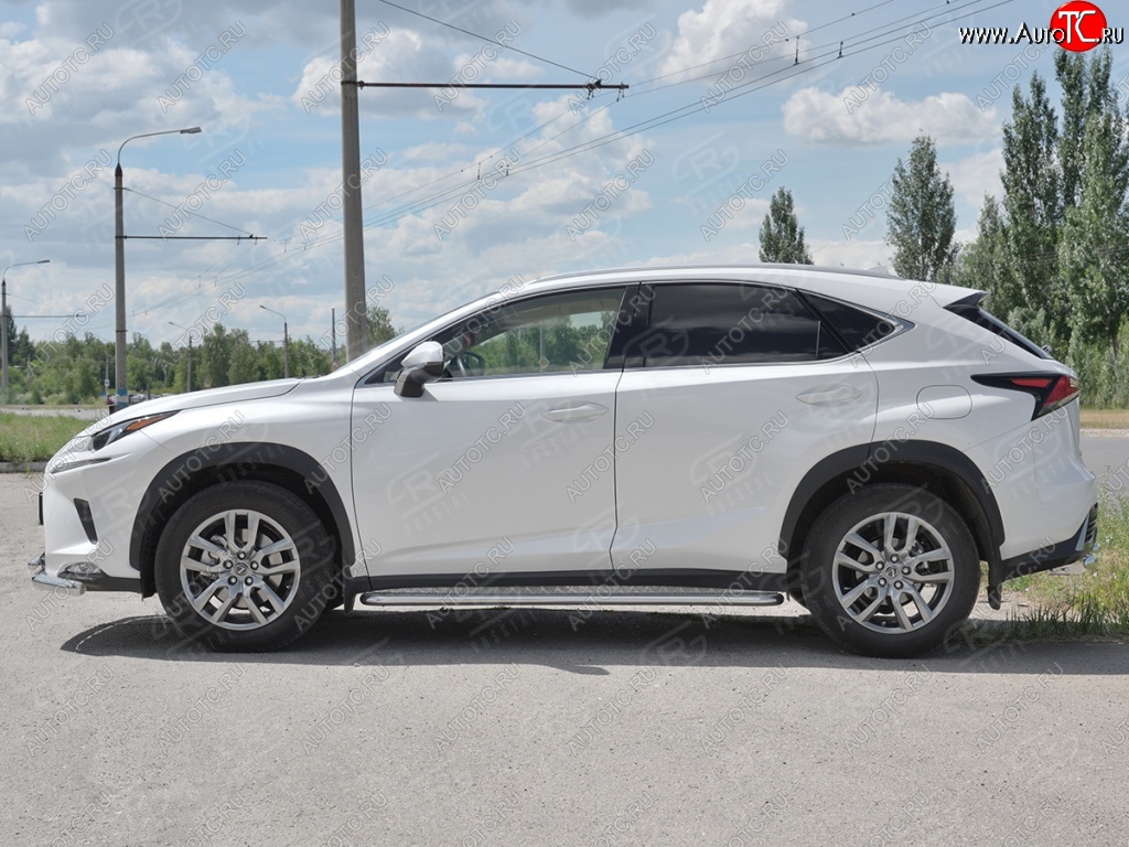 24 649 р. Порожки для ног (труба Ø42) SLITKOFF Lexus NX300h Z10 дорестайлинг (2014-2017) (лист алюм, проф. нерж)  с доставкой в г. Йошкар-Ола