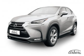 4 544 р. Защита переднего бампера Arbori (короткая, черная, 1 труба d57 mm).  Lexus NX300h  Z10 (2014-2017) дорестайлинг  с доставкой в г. Йошкар-Ола. Увеличить фотографию 1