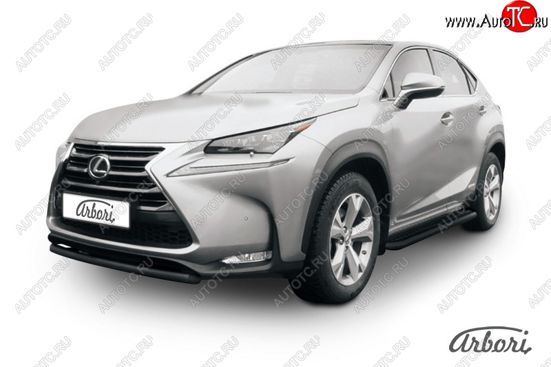 4 544 р. Защита переднего бампера Arbori (короткая, черная, 1 труба d57 mm). Lexus NX300h Z10 дорестайлинг (2014-2017)  с доставкой в г. Йошкар-Ола