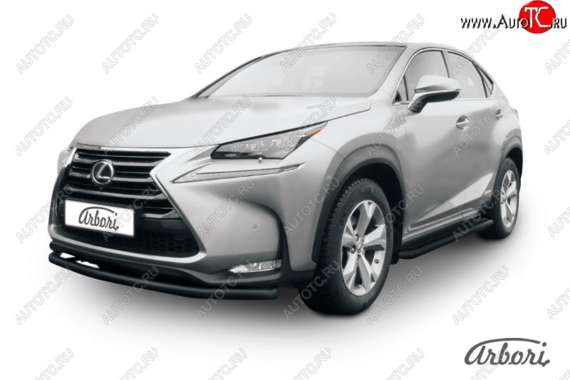 7 019 р. Защита переднего бампера Arbori (радиусная, черная, 1 труба d57 mm). Lexus NX300h Z10 дорестайлинг (2014-2017)  с доставкой в г. Йошкар-Ола