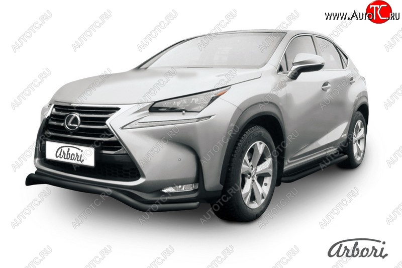 7 559 р. Защита переднего бампера Arbori (волна, черная, 1 труба d57 mm). Lexus NX300h Z10 дорестайлинг (2014-2017)  с доставкой в г. Йошкар-Ола