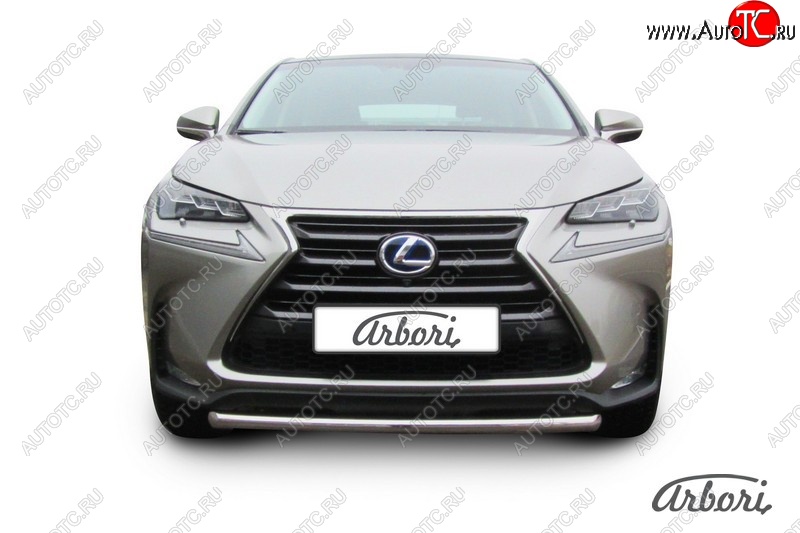 8 549 р. Защита переднего бампера Arbori (короткая, нержавейка, 1 труба d57 mm). Lexus NX300h Z10 дорестайлинг (2014-2017)  с доставкой в г. Йошкар-Ола