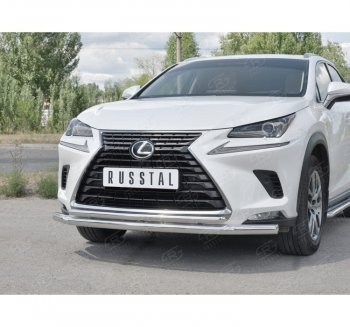 20 549 р. Защита переднего бампера (2 трубы Ø63 и 42 мм, нержавейка) SLITKOFF  Lexus NX300h  Z10 (2014-2017) дорестайлинг  с доставкой в г. Йошкар-Ола. Увеличить фотографию 3