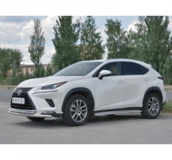 20 549 р. Защита переднего бампера (2 трубы Ø63 и 42 мм, нержавейка) SLITKOFF Lexus NX300h Z10 дорестайлинг (2014-2017)  с доставкой в г. Йошкар-Ола. Увеличить фотографию 1