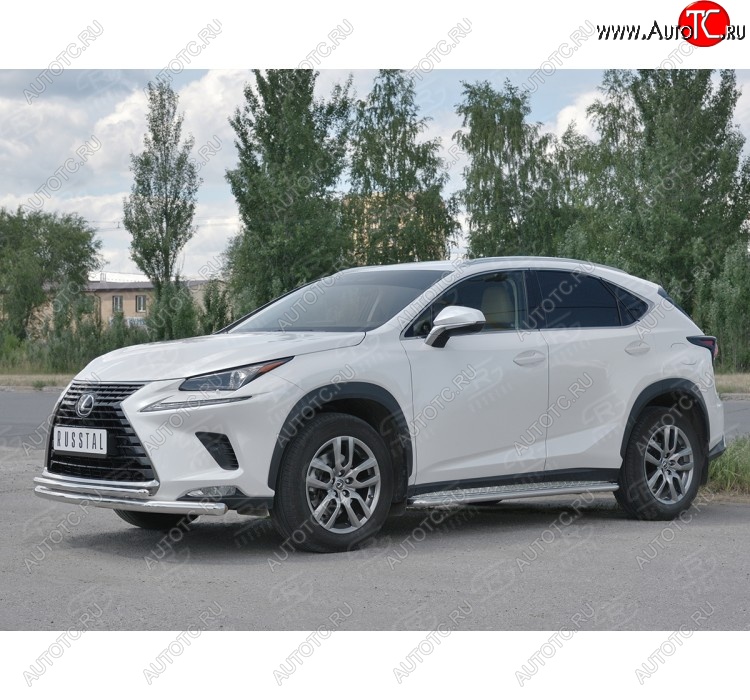 20 549 р. Защита переднего бампера (2 трубы Ø63 и 42 мм, нержавейка) SLITKOFF Lexus NX300h Z10 дорестайлинг (2014-2017)  с доставкой в г. Йошкар-Ола