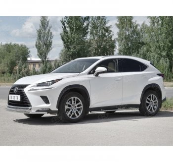 18 949 р. Защита переднего бампера (2 трубы Ø42 мм, нержавейка) SLITKOFF  Lexus NX300h  Z10 (2014-2017) дорестайлинг  с доставкой в г. Йошкар-Ола. Увеличить фотографию 1