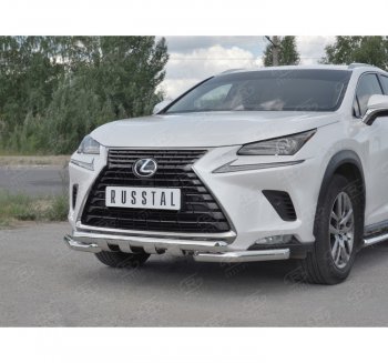 25 599 р. Защита переднего бампера (Ø63 мм с клыками, нержавейка) SLITKOFF  Lexus NX300h  Z10 (2014-2017) дорестайлинг  с доставкой в г. Йошкар-Ола. Увеличить фотографию 3