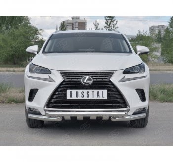 25 599 р. Защита переднего бампера (Ø63 мм с клыками, нержавейка) SLITKOFF  Lexus NX300h  Z10 (2014-2017) дорестайлинг  с доставкой в г. Йошкар-Ола. Увеличить фотографию 4