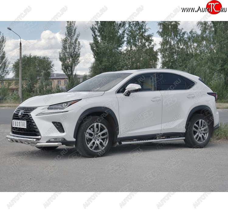 25 599 р. Защита переднего бампера (Ø63 мм с клыками, нержавейка) SLITKOFF  Lexus NX300h  Z10 (2014-2017) дорестайлинг  с доставкой в г. Йошкар-Ола