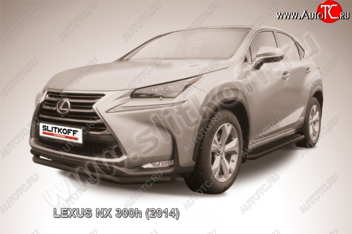 9 999 р. Защита переднего бампера из трубы d57 Slitkoff (дуга) Lexus NX300h Z10 дорестайлинг (2014-2017) (Цвет: серебристый)  с доставкой в г. Йошкар-Ола