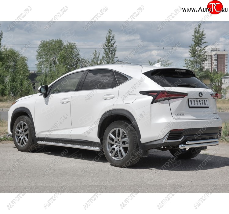 19 699 р. Защита заднего бампера (2 трубы Ø63 и 42 мм, нержавейка) SLITKOFF Lexus NX300h Z10 дорестайлинг (2014-2017)  с доставкой в г. Йошкар-Ола