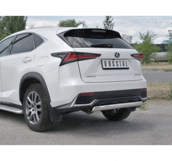 9 649 р. Защита заднего бампера (Ø75х42 мм, нержавейка) Russtal Lexus NX300h Z10 дорестайлинг (2014-2017)  с доставкой в г. Йошкар-Ола. Увеличить фотографию 3