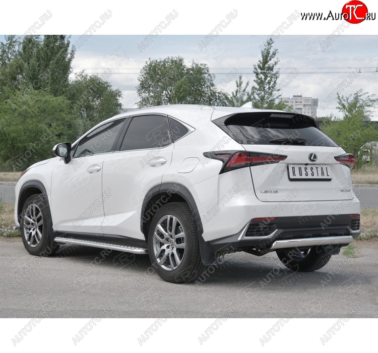 9 649 р. Защита заднего бампера (Ø75х42 мм, нержавейка) Russtal Lexus NX300h Z10 дорестайлинг (2014-2017)  с доставкой в г. Йошкар-Ола