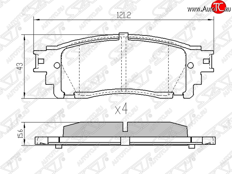 1 349 р. Колодки тормозные SAT (задние) Lexus NX200 Z10 дорестайлинг (2014-2017)  с доставкой в г. Йошкар-Ола