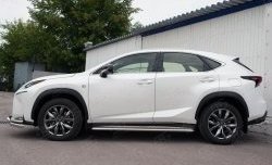 26 999 р. Порожки для ног (Ø42) SLITKOFF  Lexus NX200  Z10 (2014-2017) дорестайлинг (лист - алюминий, профиль - нержавейка)  с доставкой в г. Йошкар-Ола. Увеличить фотографию 2