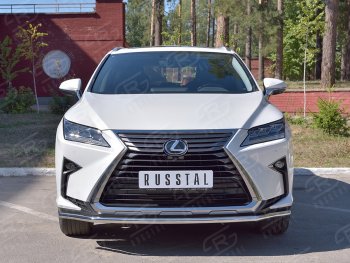 Защита переднего бампера (Ø42 мм, нержавейка, кроме F-Sport) SLITKOFF Lexus RX350L AL20 рестайлинг (2019-2022)