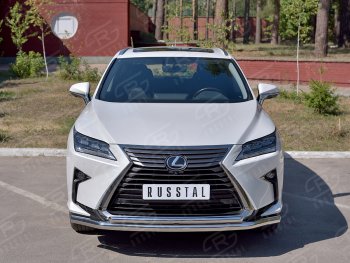 Защита переднего бампера (2 трубы Ø63 и 42 мм, нержавейка, кроме F-Sport) SLITKOFF Lexus RX350L AL20 рестайлинг (2019-2022)