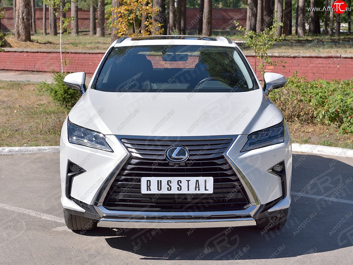 20 999 р. Защита переднего бампера (Ø75х42 мм, нержавейка, кроме F-Sport) Russtal Lexus RX350L AL20 рестайлинг (2019-2022)  с доставкой в г. Йошкар-Ола