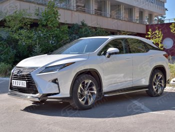 20 999 р. Защита переднего бампера (Ø75х42 мм, нержавейка, кроме F-Sport) Russtal Lexus RX350L AL20 рестайлинг (2019-2022)  с доставкой в г. Йошкар-Ола. Увеличить фотографию 2