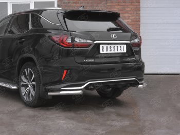 Защита заднего бампера (Ø63 уголки, нержавейка, NOT F-SPORT) SLITKOFF Lexus RX350L AL20 рестайлинг (2019-2022)