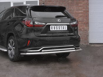 22 499 р. Защита заднего бампера (Ø63 и 42 мм, нержавейка, NOT F-SPORT) SLITKOFF Lexus RX350L AL20 дорестайлинг (2017-2019)  с доставкой в г. Йошкар-Ола. Увеличить фотографию 2