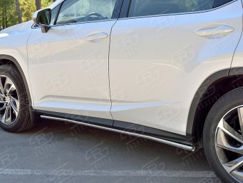 17 299 р. Защита порогов (Ø42 мм, нержавейка, кроме F-Sport) SLITKOFF  Lexus RX350L  AL20 (2017-2022) дорестайлинг, рестайлинг (Металлические торцы под 90°)  с доставкой в г. Йошкар-Ола. Увеличить фотографию 1