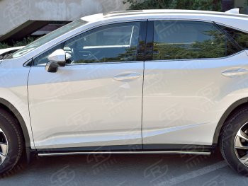 17 299 р. Защита порогов (Ø42 мм, нержавейка, кроме F-Sport) SLITKOFF  Lexus RX350L  AL20 (2017-2022) дорестайлинг, рестайлинг (Металлические торцы под 90°)  с доставкой в г. Йошкар-Ола. Увеличить фотографию 2