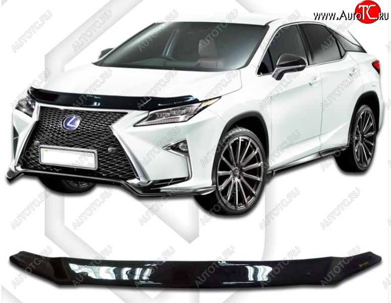 2 189 р. Дефлектор капота CA-Plastiс  Lexus RX  200T - RX350  AL20 (Classic черный, Без надписи)  с доставкой в г. Йошкар-Ола