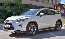 15 649 р. Защита переднего бампера (Ø75х42 мм, нержавейка) Russtal Lexus RX 200T AL20 дорестайлинг (2015-2017)  с доставкой в г. Йошкар-Ола. Увеличить фотографию 2