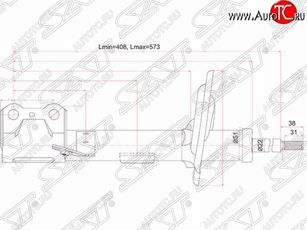 4 579 р. Правый амортизатор передний SAT Lexus RX350 AL10 дорестайлинг (2008-2012)  с доставкой в г. Йошкар-Ола