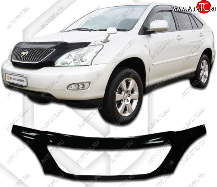 2 899 р. Дефлектор капота CA-Plastiс exclusive Lexus RX330 XU30 (2003-2006) (Classic черный, Без надписи)  с доставкой в г. Йошкар-Ола