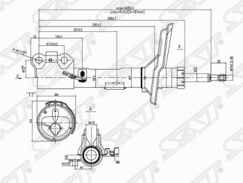 Правый амортизатор передний SAT Lexus (Лексус) RX300 (РХ)  XU30 (2003-2006),  RX330 (РХ)  XU30 (2003-2006),  RX350 (РХ)  XU30 (2003-2006),  RX400H (РХ)  XU30 (2005-2009), Toyota (Тойота) Harrier (Хариер)  XU30 (2003-2013),  Highlander (Хайлэндер)  XU20 (2000-2007),  Kluger (Клюгер)  XU20 (2003-2007)