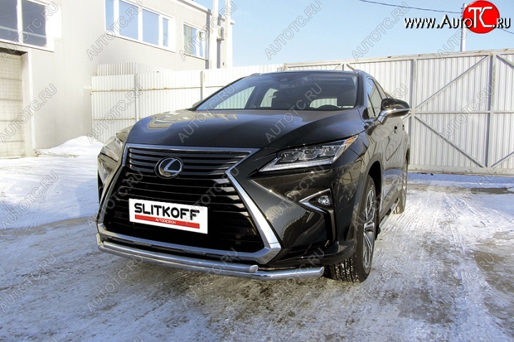 18 999 р. Двойная защита переднего бампера из труб диаметром 57 и 42 мм Slitkoff  Lexus RX350  AL20 (2015-2019) дорестайлинг (Нержавейка, Полированная)  с доставкой в г. Йошкар-Ола