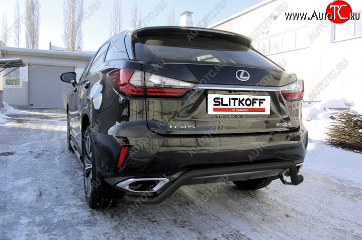 11 299 р. Защита задняя Slitkoff  Lexus RX350  AL20 (2015-2019) дорестайлинг (Цвет: серебристый)  с доставкой в г. Йошкар-Ола