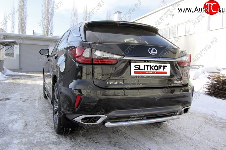 12 799 р. Защита заднего бампера из короткой трубы диаметром 57 мм Slitkoff Lexus RX350 AL20 дорестайлинг (2015-2019) (Нержавейка, Полированная)  с доставкой в г. Йошкар-Ола