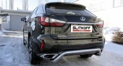 14 549 р. Защита заднего бампера диаметром 57 мм с изгибом Slitkoff Lexus RX350 AL20 дорестайлинг (2015-2019) (Нержавейка, Полированная)  с доставкой в г. Йошкар-Ола. Увеличить фотографию 1