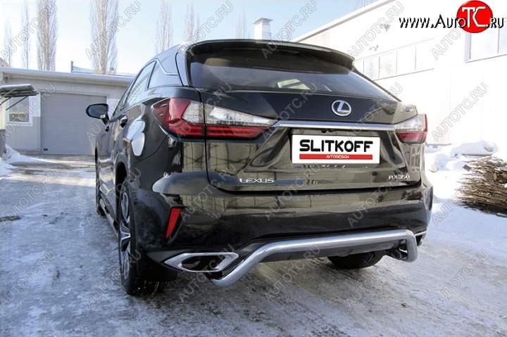 14 549 р. Защита заднего бампера диаметром 57 мм с изгибом Slitkoff Lexus RX350 AL20 дорестайлинг (2015-2019) (Нержавейка, Полированная)  с доставкой в г. Йошкар-Ола