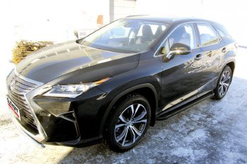 19 449 р. Пороги алюминиевые Slitkoff Lexus RX350 AL20 дорестайлинг (2015-2019) (Optima Black )  с доставкой в г. Йошкар-Ола. Увеличить фотографию 2