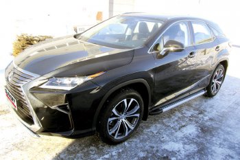 19 749 р. Пороги алюминиевые Slitkoff  Lexus RX350  AL20 (2015-2019) дорестайлинг (Standart Silver)  с доставкой в г. Йошкар-Ола. Увеличить фотографию 2