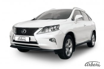 9 845 р. Защита переднего бампера Arbori (черная, 1 труба d57 mm).  Lexus RX350  AL10 (2012-2015) рестайлинг  с доставкой в г. Йошкар-Ола. Увеличить фотографию 1