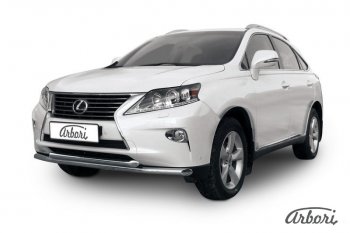 Защита переднего бампера Arbori (нержавейка, 2 трубы d57 mm) Lexus RX350 AL10 рестайлинг (2012-2015)