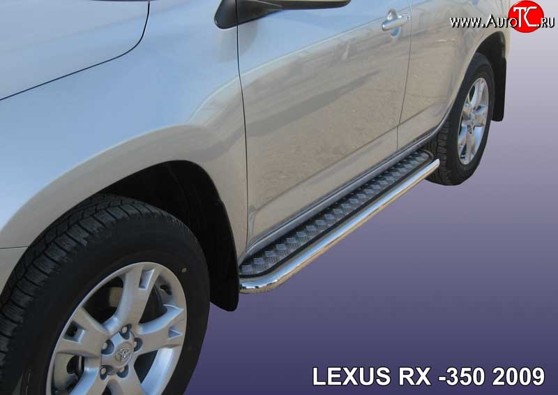 24 799 р. Широкая защита порогов Slitkoff Lexus RX350 AL10 дорестайлинг (2008-2012) (Нержавейка, Полированная)  с доставкой в г. Йошкар-Ола