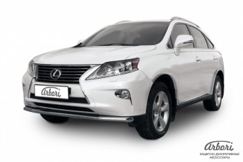 23 939 р. Защита переднего бампера Arbori (нержавейка, 1 труба d57 mm) Lexus RX350 AL10 рестайлинг (2012-2015)  с доставкой в г. Йошкар-Ола. Увеличить фотографию 1