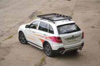 25 999 р. Порожки для ног из трубы Ø51 с алюминиевой площадкой Petroil Tuning Lifan X60 2-ой рестайлинг (2016-2024) (Нержавеющая полированная сталь)  с доставкой в г. Йошкар-Ола. Увеличить фотографию 3