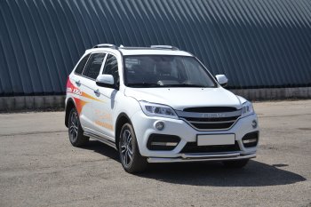 Защита переднего бампера двойная из труб d63/51 мм Petroil Tuning Lifan X60 2-ой рестайлинг (2016-2025) ()