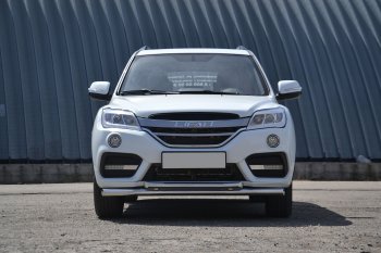 14 499 р. Защита переднего бампера двойная из труб d63/51 мм Petroil Tuning Lifan X60 2-ой рестайлинг (2016-2025) (Нержавеющая полированная сталь)  с доставкой в г. Йошкар-Ола. Увеличить фотографию 3