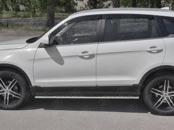 21 749 р. Защита порогов (Ø75x42 мм с проступью, нержавейка) Russtal Lifan X70 (2018-2025)  с доставкой в г. Йошкар-Ола. Увеличить фотографию 2