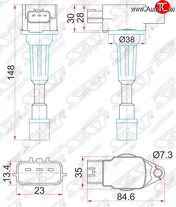 1 759 р. Катушка зажигания SAT  Mazda 2/Demio  DE - 3/Axela  BL  с доставкой в г. Йошкар-Ола