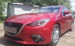 1 469 р. Нижняя сетка на бампер Russtal (черная) Mazda 3/Axela BM дорестайлинг седан (2013-2016)  с доставкой в г. Йошкар-Ола. Увеличить фотографию 1